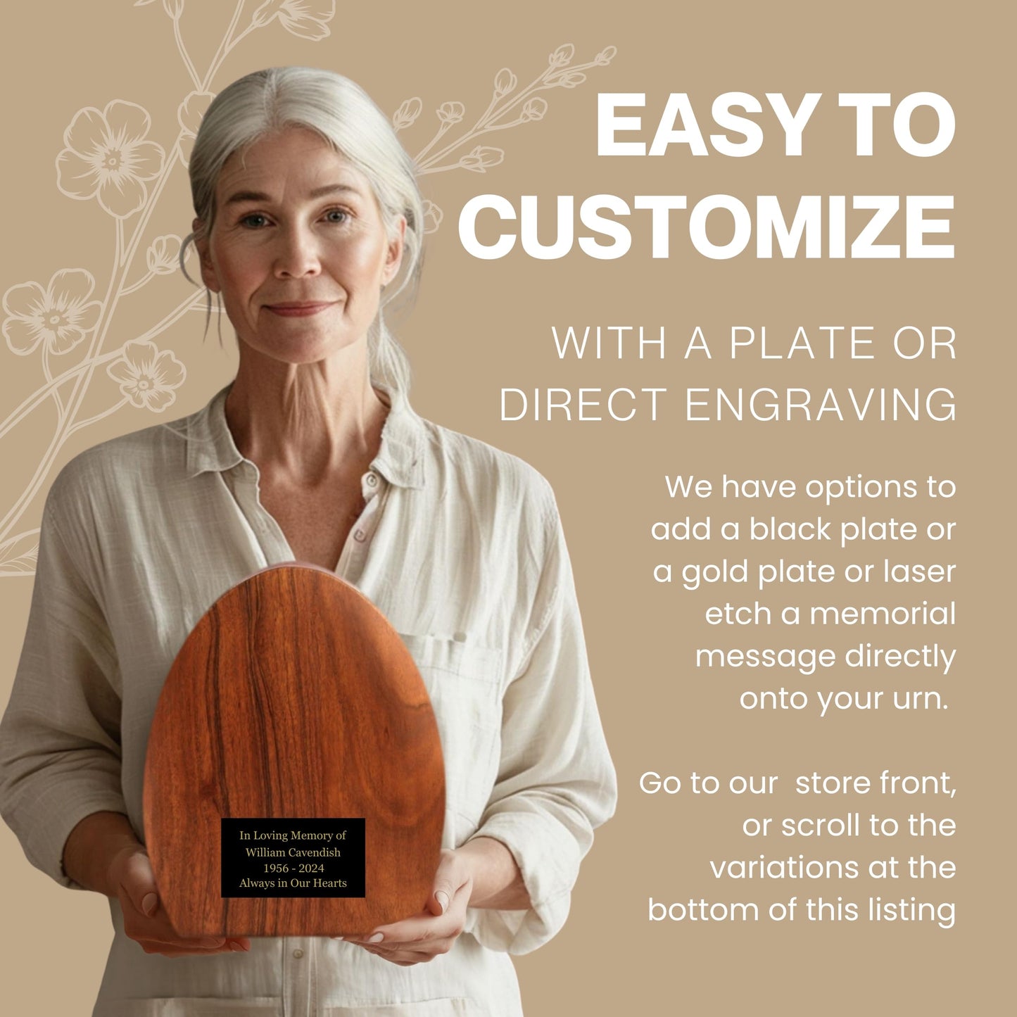 Personalized Cardinal Wooden Urn - 250 cu in - Custom Memorial Urn for Ashes Adult Male - Engravable Wood Urn Box for Human Cremains